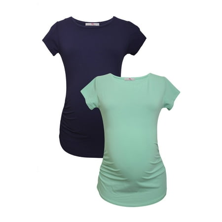 

LVMA2000 - 2 Pack - Premium Soft Cotton - Women Maternity T-Shirt - 2 Piece Set