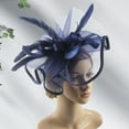 thumbnail image 3 of Eosunjian Solid Color Elegant Fascinator Hat with Hair Clip Decorative Feather Bowknot Mesh Decor Pillbox Hat Hair Accessories, 3 of 13