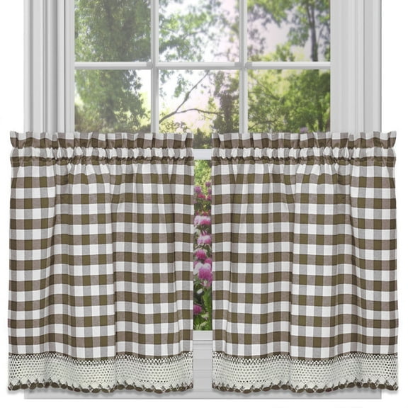 Ergode Buffalo Check Window Curtain Tier Pair - 58x24 - Taupe