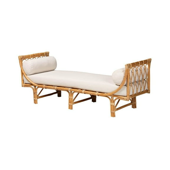 bali & pari Macias Modern Bohemian Rattan Daybed in Natural Brown