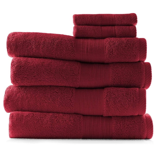 Toallas de baño para el baño - Toallas de baño de lujo de algodón - Juego de toallas de baño ultra suaves y muy absorbentes, juego de 6 piezas (4 toallas de baño, 2 toallitas) - Rojo