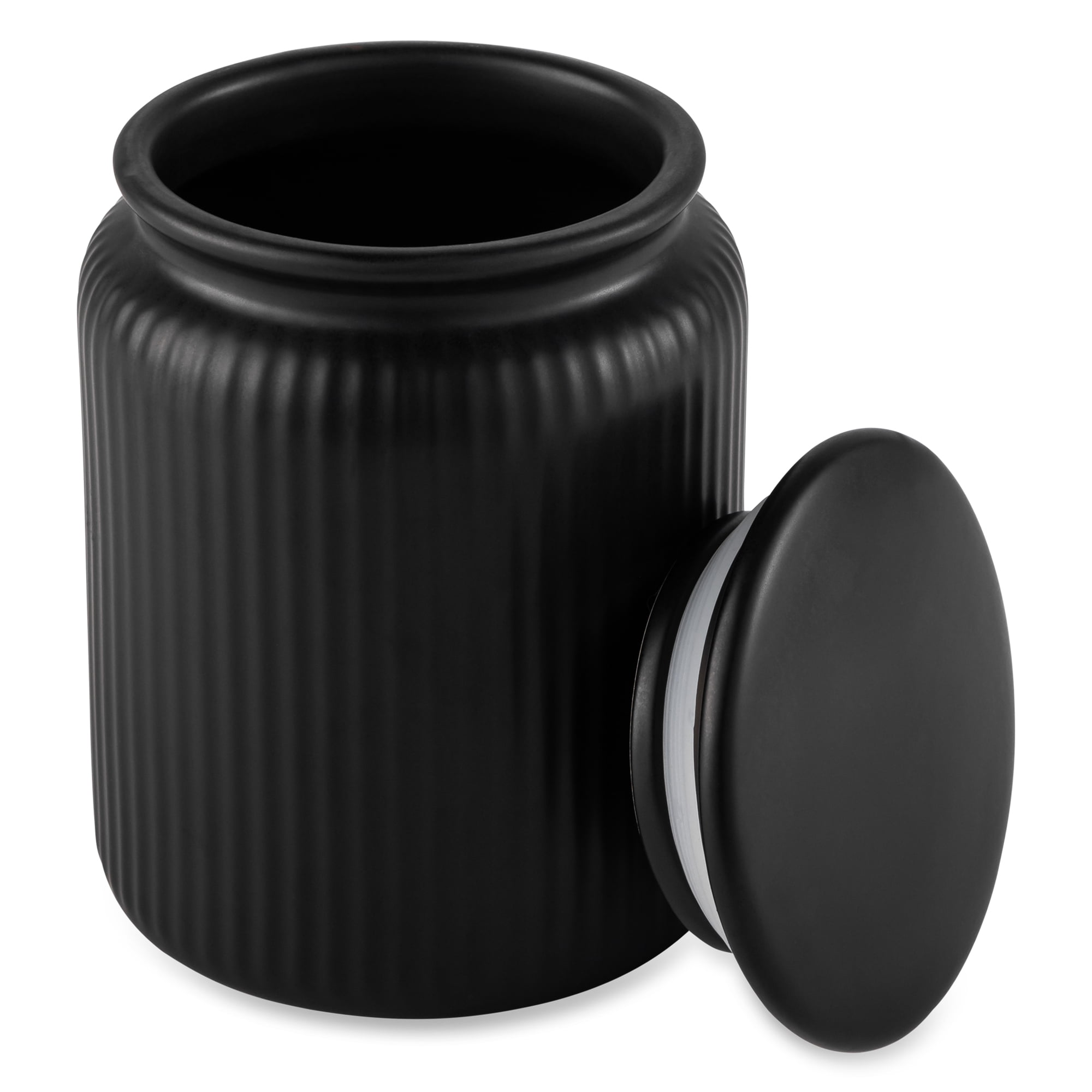 Thyme & Table Medium (815mL) Ceramic Ribbed Kitchen Organization Jar, Black