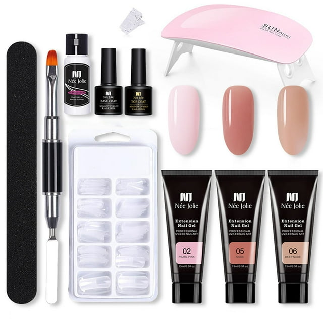 Nail Gel Set with Nail Lamp 3 Colors 15ml Nail Gel Polish Top Coat &