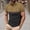 Khaki, variant on Fnnxeal Men‘s Western Polo Shirt with Bull Skull Embroidery Colorblock Short Sleeve 100% Polyester Beige,Size 3XL