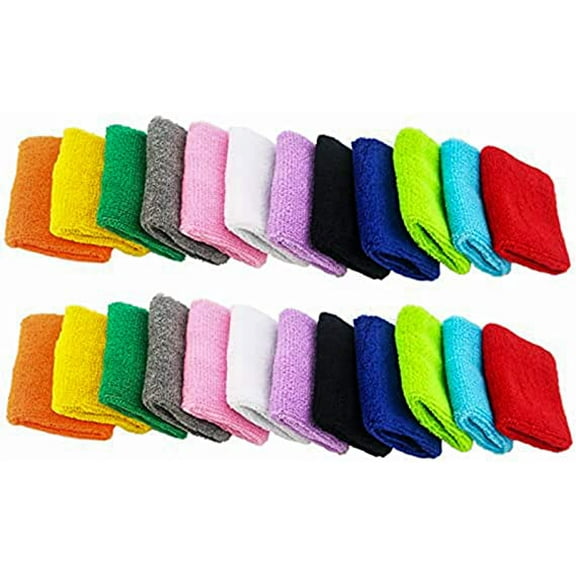 12 Pairs Cotton Sweat Sports Sweatband Basketball Wristband