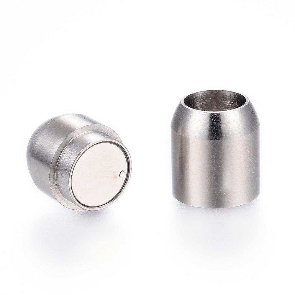 20pcs Resistant 304 Stainless Steel Magnetic Clasps with Glue-in Ends Barrel Stainless Steel color 21mm Hole: 8mm