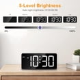 thumbnail image 3 of JXTZ Digital Alarm Clock, 7 Inch Large LED Display Bedside Clock with 5 Levels Brightness Adjustment, Digital Clock for Bedroom with Date, 12/24H, 3-Levels Volume, 4 Alarm Modes, DST, Night Mode, 3 of 7