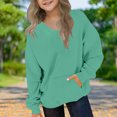 thumbnail image 2 of GigrtiJin Long Sleeve Sweatshirts for Kids Fall Winter Basic Sweatshirts V Neck Pullover Sweatshirts with Pocket 2T-12T, 2 of 3