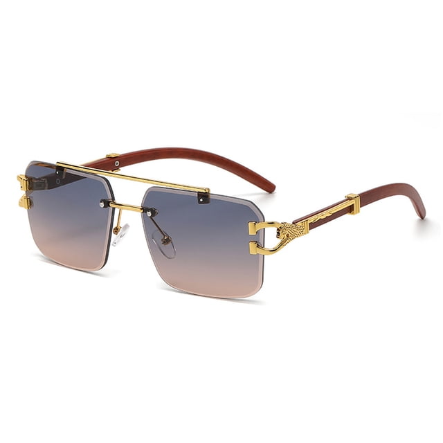Gafas de sol retras sin marco del marco del cuadrado del haz doble de las gafas de sol de la cabeza del leopardo, hechas de PC