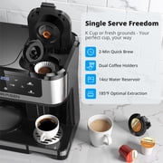 AIRMSEN 12-Cup Drip Coffee Maker with K Cup Combo, Programmable Coffee Machine with 1-4 Cup Setting, Single Serve or Coffee Pot, Auto Shut-off, Spill-Free Spout