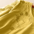 thumbnail image 5 of Fashion $15 & under Olyvenn Women's Summer 3/4 Sleeve Cotton Linen Tops Vintage Fashion Embroidered Shirts Casual V Neck Boho Blouse Oversized Yellow 6, 5 of 5