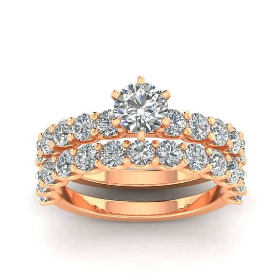 Certified 3.25ctw Diamond Solitaire Engagement Ring Bridal Set in 14k Rose Gold (G-H, I1)
