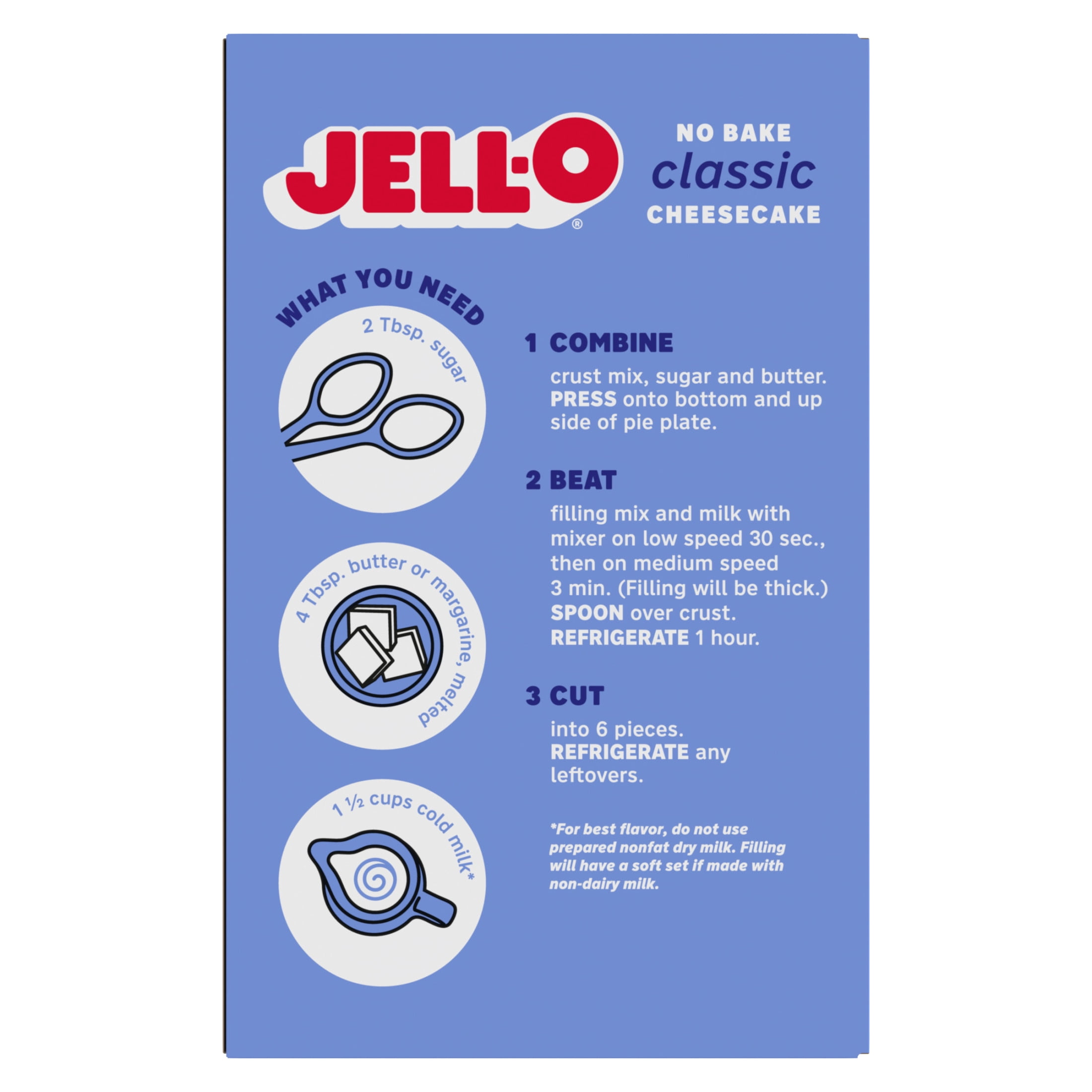 Jell-O No Bake Classic Cheesecake Dessert Kit with Filling Mix and Crust Mix, 11.1 oz Box