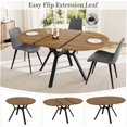thumbnail image 4 of Extendable Round Dining Table Set for 4-6 People, 43.3"-59.1" Extendable Kitchen Table with 4 Upholstered Chairs, Space Saving for Kitchen Dining Room (Walnut Table+4 Grey Chairs), 4 of 14