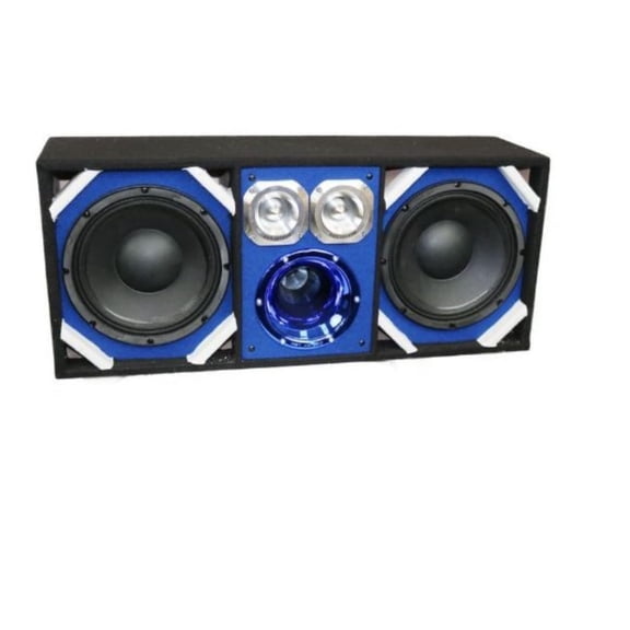 Deejay LED TBH10BLUE Chuchera Box with Two Despacito Heavy Duty 10 in. Woofers One Horn with Two Bullet Tweeters, Blue