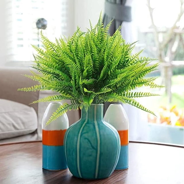 Seyotauo Artificial Plants, Persian Fern Leaves Plastic Plants Greenery Grass Simulation Fake Bushes Outdoor Indoor Home Garden Verandah Parterre Table Centerpieces Arrangements Decoration