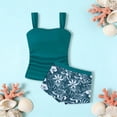 thumbnail image 2 of DHFJKG Tankini Swimsuits For Women 2 Piece Set Ruched Tankini Top Floral Printed High Waisted Swimwear Shorts Bottom Holiday Beachwear, 2 of 3