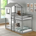 P'kolino Twin Over Twin Tree House Low Bunk Bed, Rustic White with