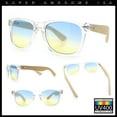 thumbnail image 2 of Hipster Bamboo Wood Arm Rectangle Clear Horn Rim Plastic Sunglasses Clear - Blue Yellow, 2 of 8