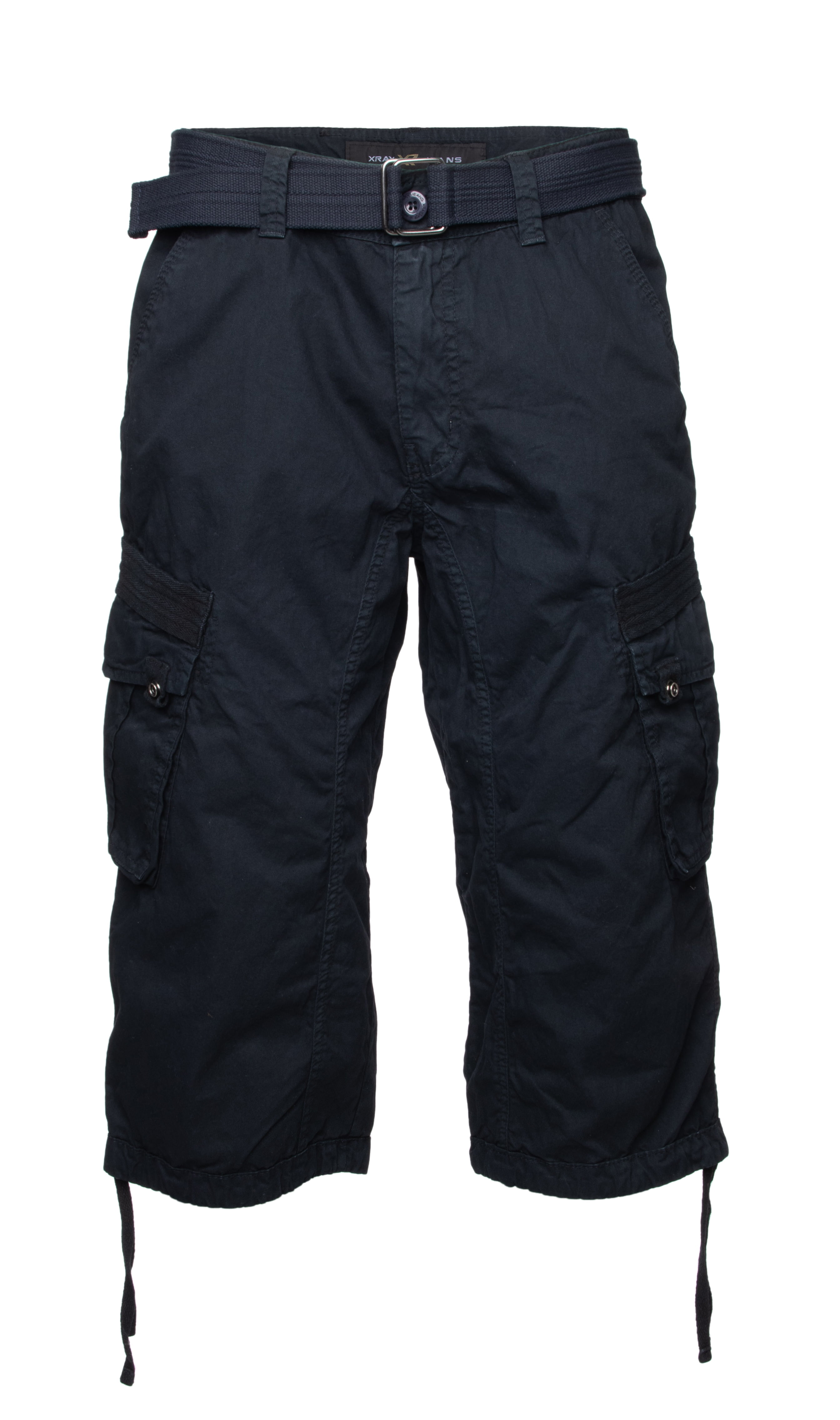 X RAY Men's Belted Tactical Cargo Long Shorts 18 Inseam Below Knee Length Multi Pocket 3/4 Capri Pants 