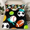 thumbnail image 2 of Feelyou Cartoon Football Print Twin Sheet Sets, Rugby Soccer Lover Twin Fitted Sheet, Teens Kids Boys Girls Flat Sheet, Luxury Bedroom Decor, 3-Piece, 2 of 7