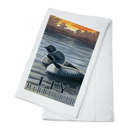 

Ely Minnesota Loon on Lake (100% Cotton Tea Towel Decorative Hand Towel Kitchen and Home)