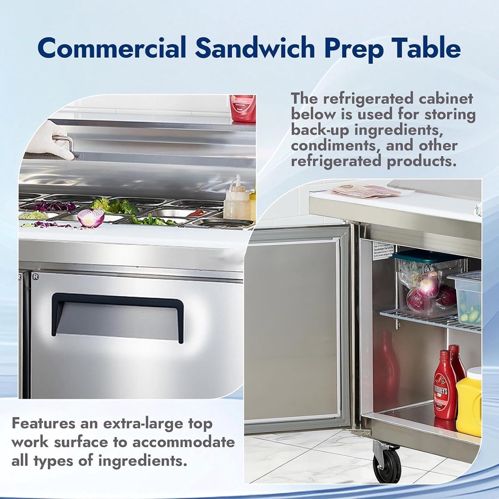 60 in. 2 Door Refrigerator Sandwich & Salad Prep Table 17 Cu.Ft. Commercial Mega Top Refrigerator, NSF