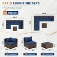 thumbnail image 6 of UDPATIO Patio Furniture Sets, Modular Rattan Outdoor Patio Sectional Furniture with 44" Fire Pit Table,, Wicker Patio Conversation Set for Backyard, Deck, Poolside w/Glass Coffee Table, 7PC Navy Blue, 6 of 8