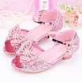 thumbnail image 2 of Generic Boys Shoes Children Shoes with Diamond Shiny Sandals Princess Shoes Bow High Heels Show for Fashion Birthday Dance Holiday Party Shoe(5-5.5 Years,Pink), 2 of 5