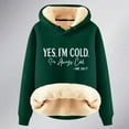 thumbnail image 3 of Yes I'm Cold Women's Sherpa Lined Hoodies Regular Fit Heavyweight Warm Sweater Graphic Drop Shoulder Pullovers Top Dark Green 3XL, 3 of 4