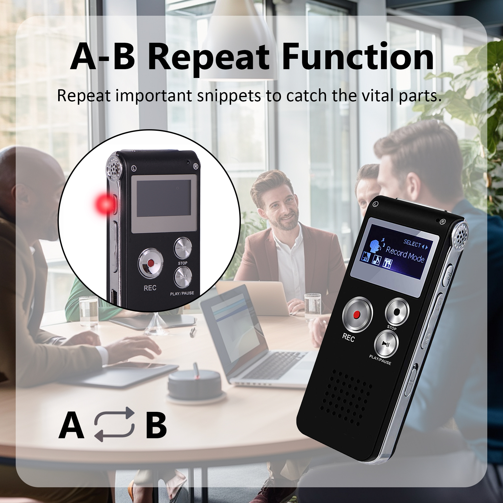RONY 64GB Digital Voice Recorder with A-B Repeat photo 4