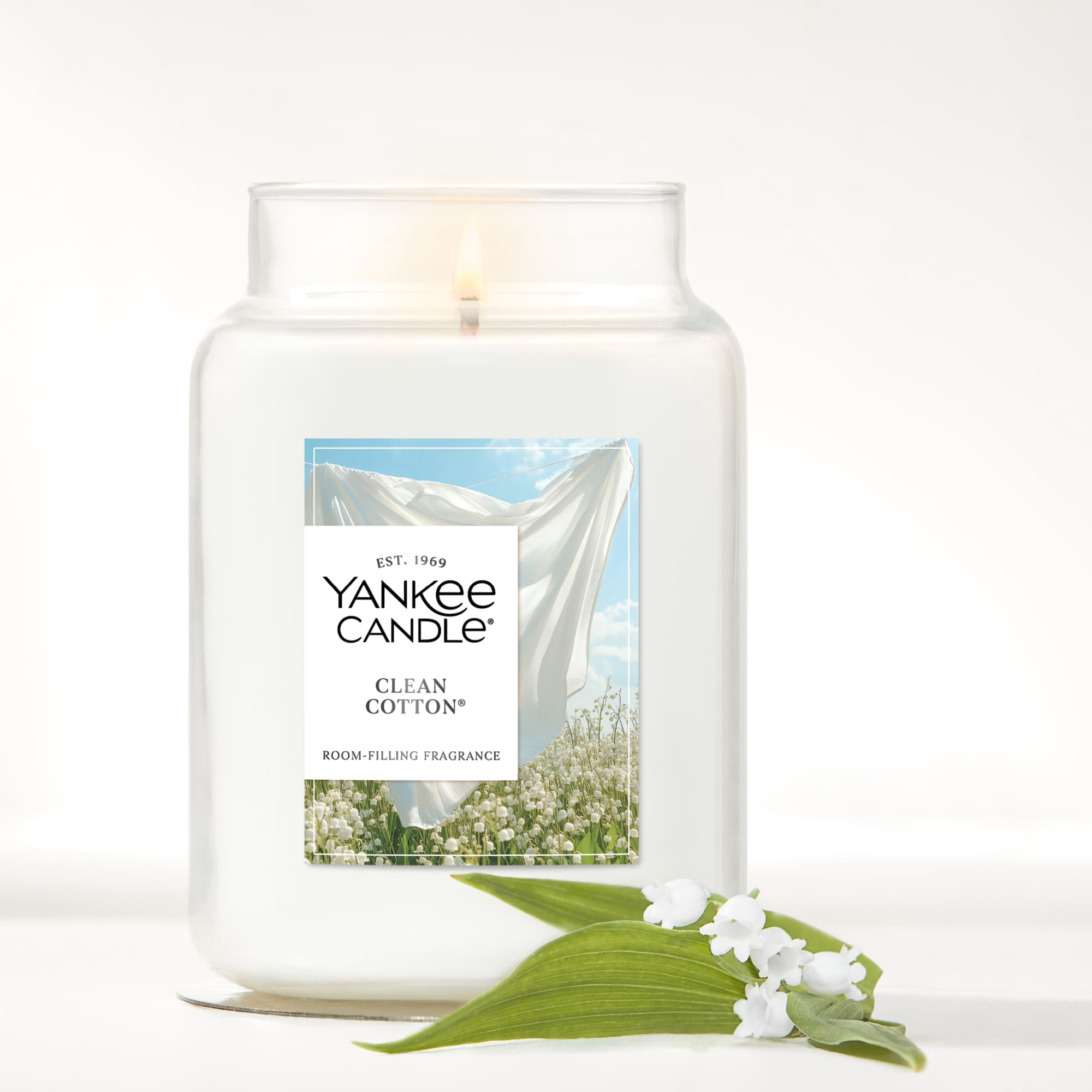 【Kiki】Yankee Candle Clean Cotton Yankee Candle, Clean Cotton Original Large Jar, 22 oz, Scented