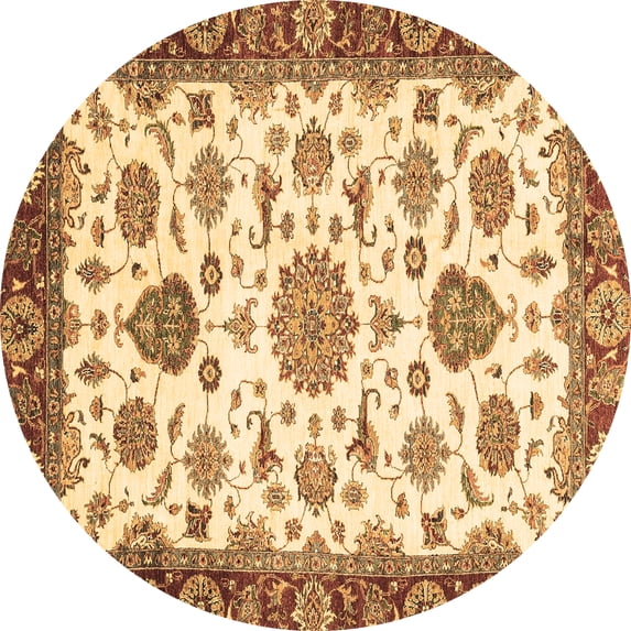 Ahgly Company Indoor Round Oriental Brown Traditional Area Rugs, 4' Round