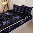 thumbnail image 3 of Homewish Girls Bowknot Floral Zipper Twin Comforter Sets with Fitted Sheet and 2 Pillowcases,Girly Black Purple Zipper Bedding Set,Black Reversible,4 Pieces, 3 of 7