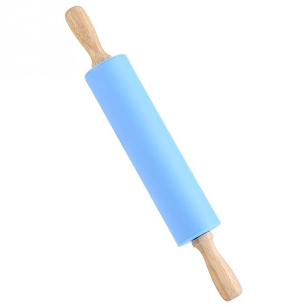 Non-Stick Silicone Rolling Pin Wooden Handle Bar Pastry Baking Tool Bakeware Kitchen Gadgets 