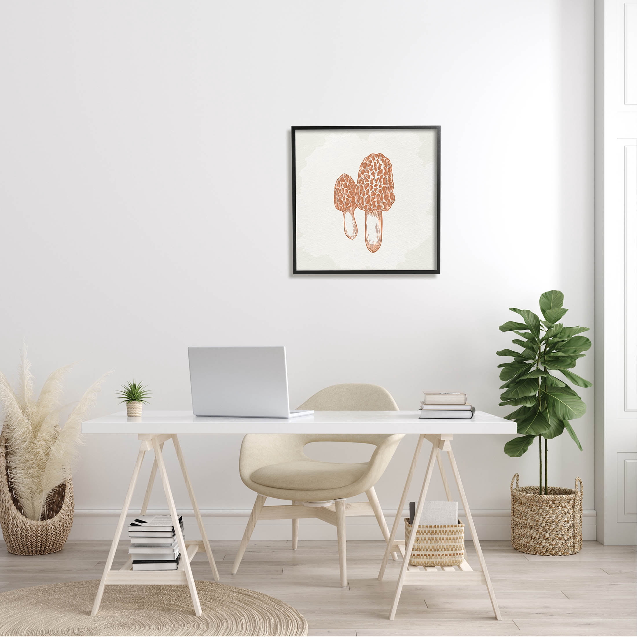 Stupell Industries Detailed Mushroom Latin Study Drawing Graphic Art Black Framed Art Print Wall Art, Design by Kim Allen