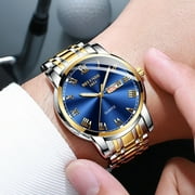 POEDAGAR Top Brand Luxury Mens Watches Luminous Waterproof Stainless Steel Watch Men Date Calendar Business Quartz Wristwatch