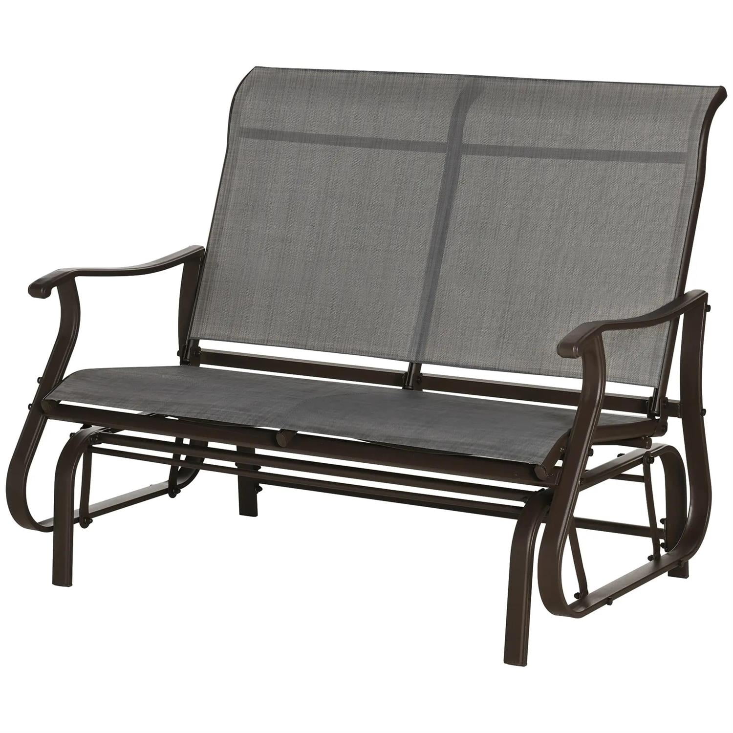 Demi Bonn 2-Person Outdoor Glider Bench, Patio Rocking Loveseat Chair with Powder Coated Steel Frame, Outdoor Glider Chairs for Backyard, Lawn, Garden and Porch, Gray