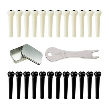 24 Pieces Acoustic Guitar Bridge Pins Guitar Pegs Guitar Parts Replacement Durable Bridge Extractor Tool for Classical Guitar