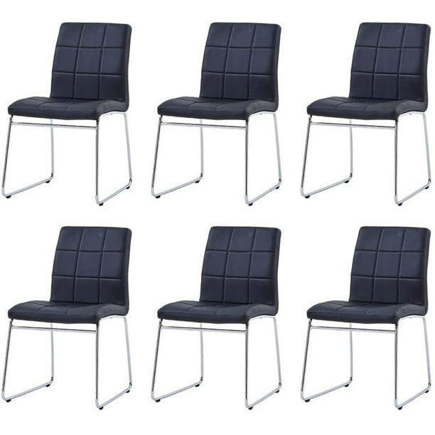 Dining Chairs Set Of 6 Modern Faux, Black And White Leather Dining Room Chairs With Arms