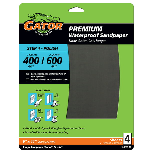 Gator Waterproof Sanding Sheets 400, 600 4-Pack, Walmart.com