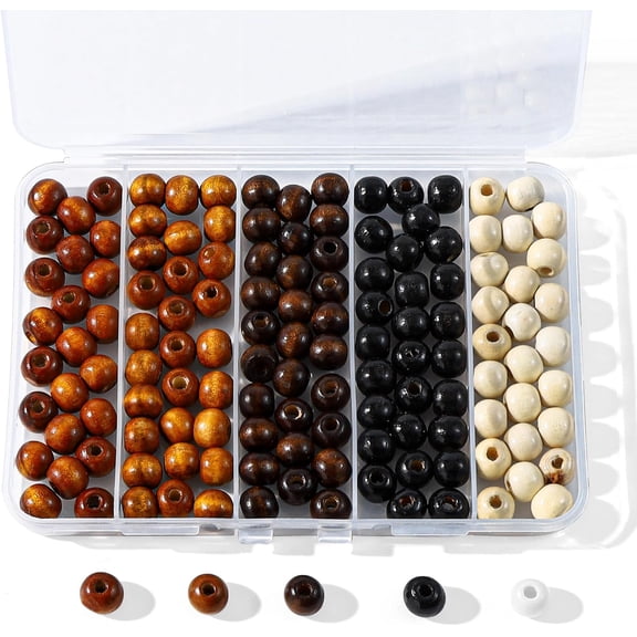 140pcs Large Hole Wooden Beads for Crafts – 9x10mm Vintage Unfinished Wood Hair Beads, 5 Colors Loose Spacer Beads for Macrame DIY Jewelry Making, Bracelets