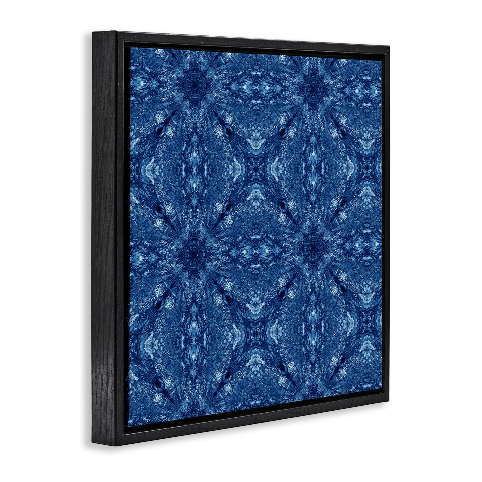 Stupell Industries Patterned Mosaic Tile Abstract Painting Black Floater Framed Canvas Art Print Wall Art, 25 x 25