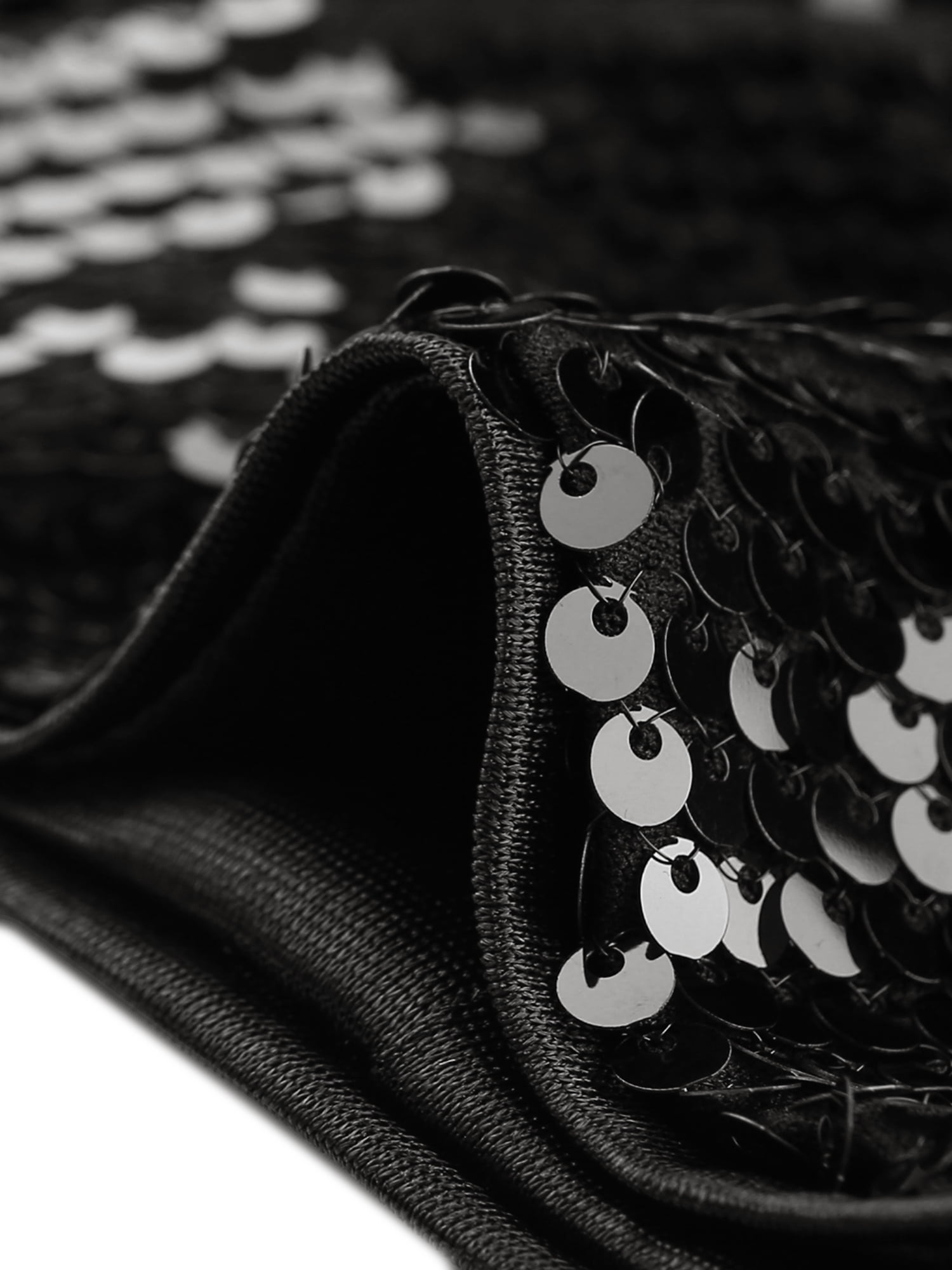 DARING DIVA Women's Sequin Jacket Party 3/4 Sleeve Open Front Crop Bolero Shrug L Black