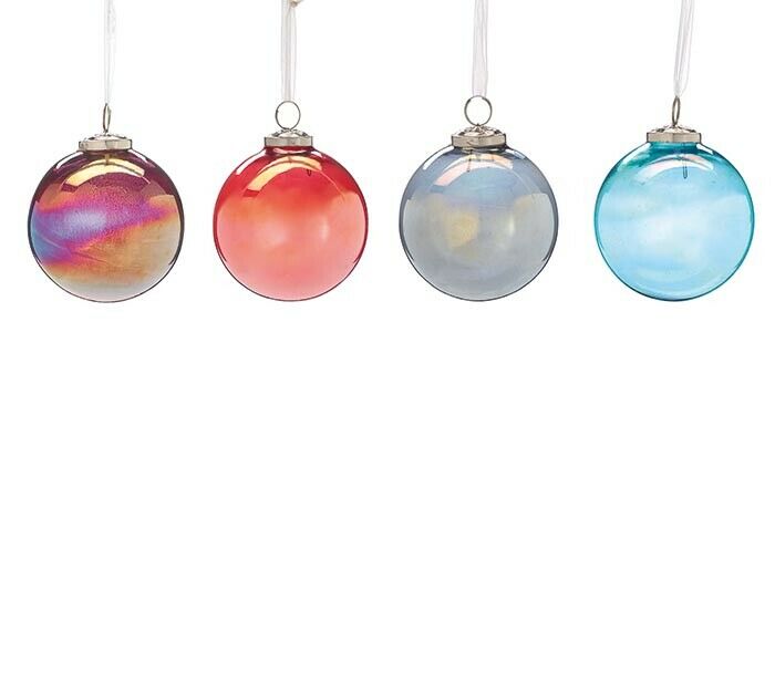 Set of 4 METALLIC JEWEL TONE Glass Ball Christmas Ornaments, by Burton