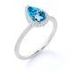thumbnail image 4 of JeenMata Anillo de Compromiso de 1 Quilate con Piedra Natal de Diciembre en Corte de Pera - Anillo de Bodas - Anillo de Halo - Anillo Pavé - Anillo de Promesa - Baño de Oro Blanco de 18 K sobre Plata, 4 of 6