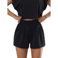 thumbnail image 4 of Hanerdun Women Running Shorts Double Layers Athletic Bottom Female Yoga Pant Black M, 4 of 5