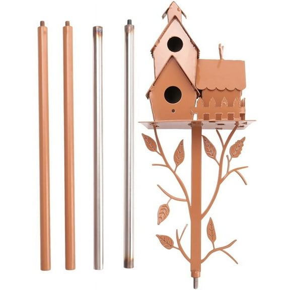 Garden Bird House with Pole Metal Feeders Stakes Houses for Courtyard Backyard Patio Outdoor Style E