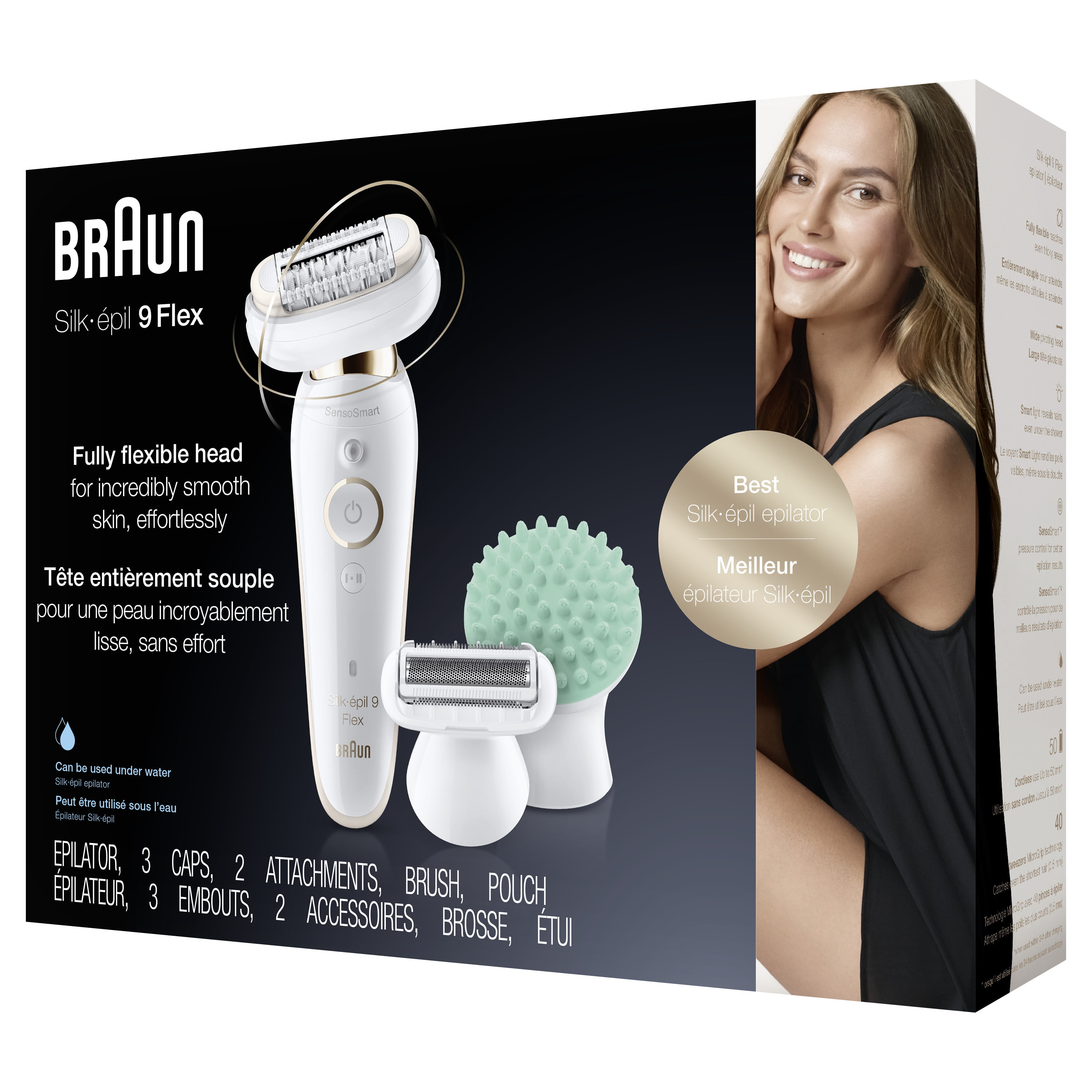 Overeenstemming Varen Leven van Braun Silk-epil 9 Flex 9-020 - Epilator for Women with Flexible Head for  Easier Hair Removal, White/Gold - Walmart.com