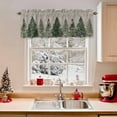 thumbnail image 2 of Kitchen Valances for Window, Merry Christmas Green Pine Tree Light Filtering Rod Pocket Valance Curtain, Winter White Snowflake on Grey Short Curtains Window Topper for Bedroom 42x12in, 2 of 7